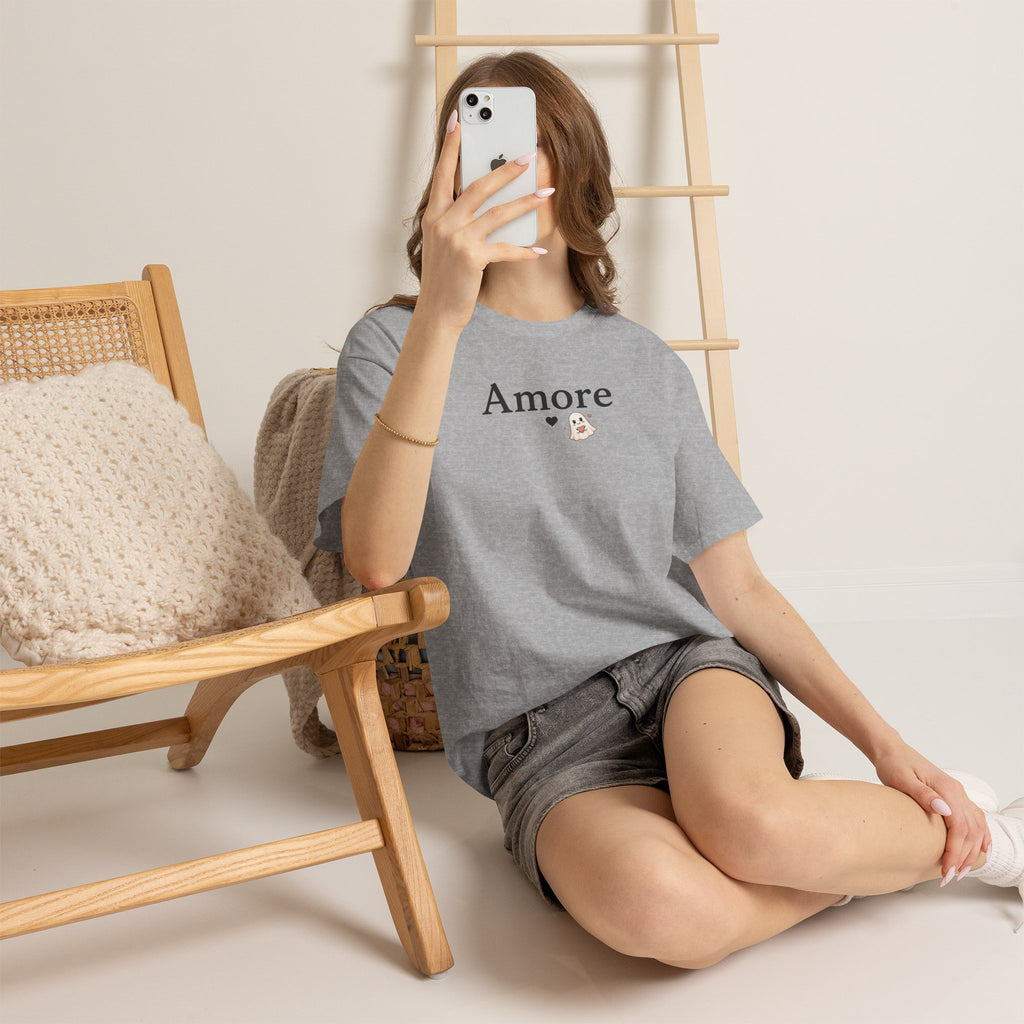 Women's Amore Halloween Icon Palm Trees & Pumpkin Spice Graphic T-Shirt