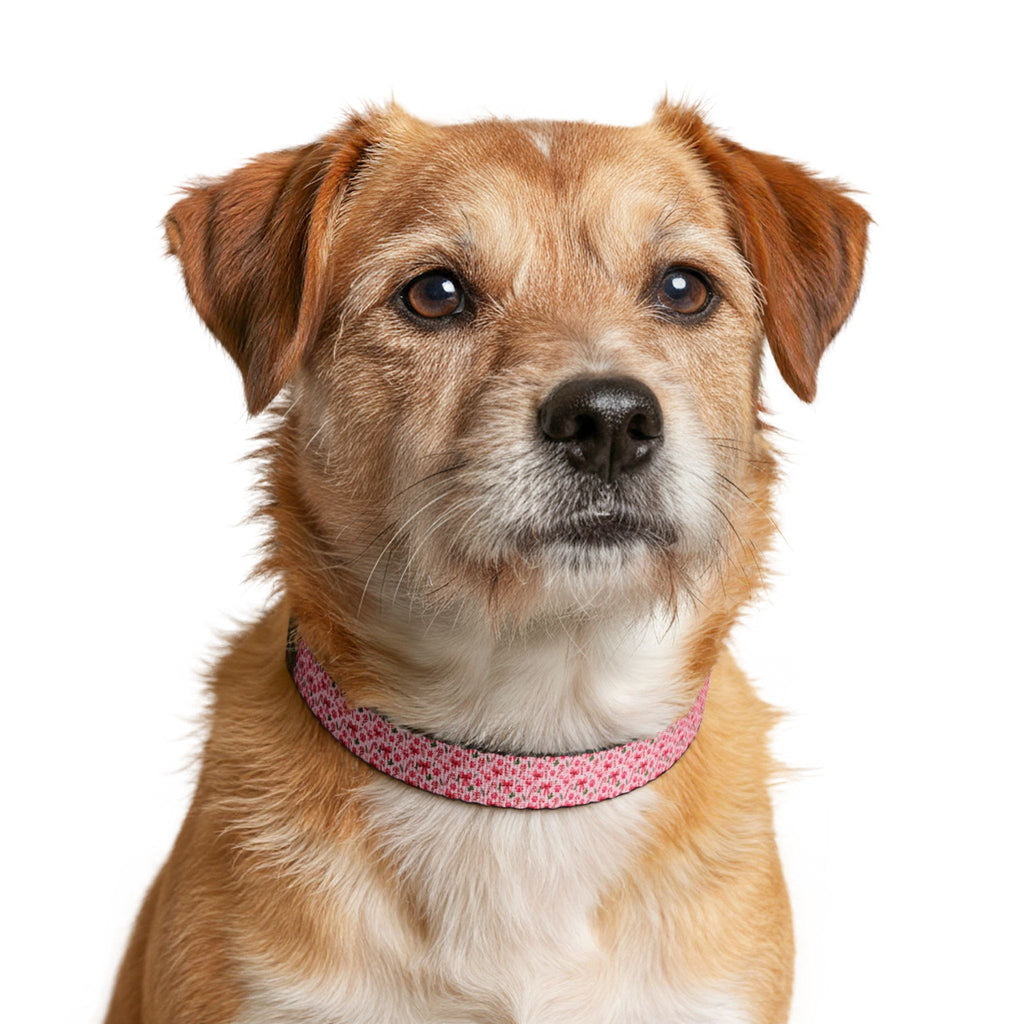 Pink Bows & Candy Canes Holiday Clip-On Pet Collar — Adjustable Quick-Release