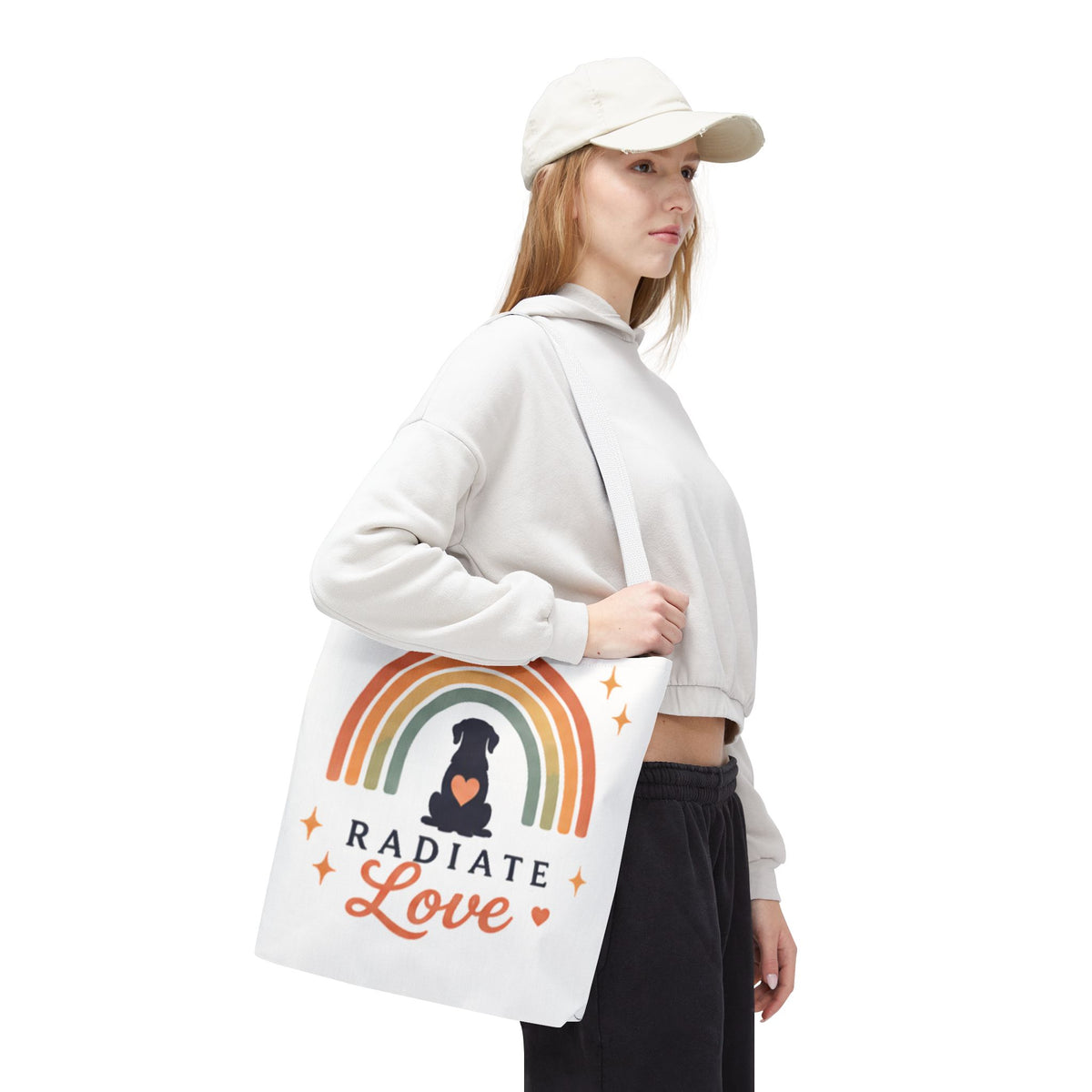 Radiate Love Dog Rainbow Tote Bag