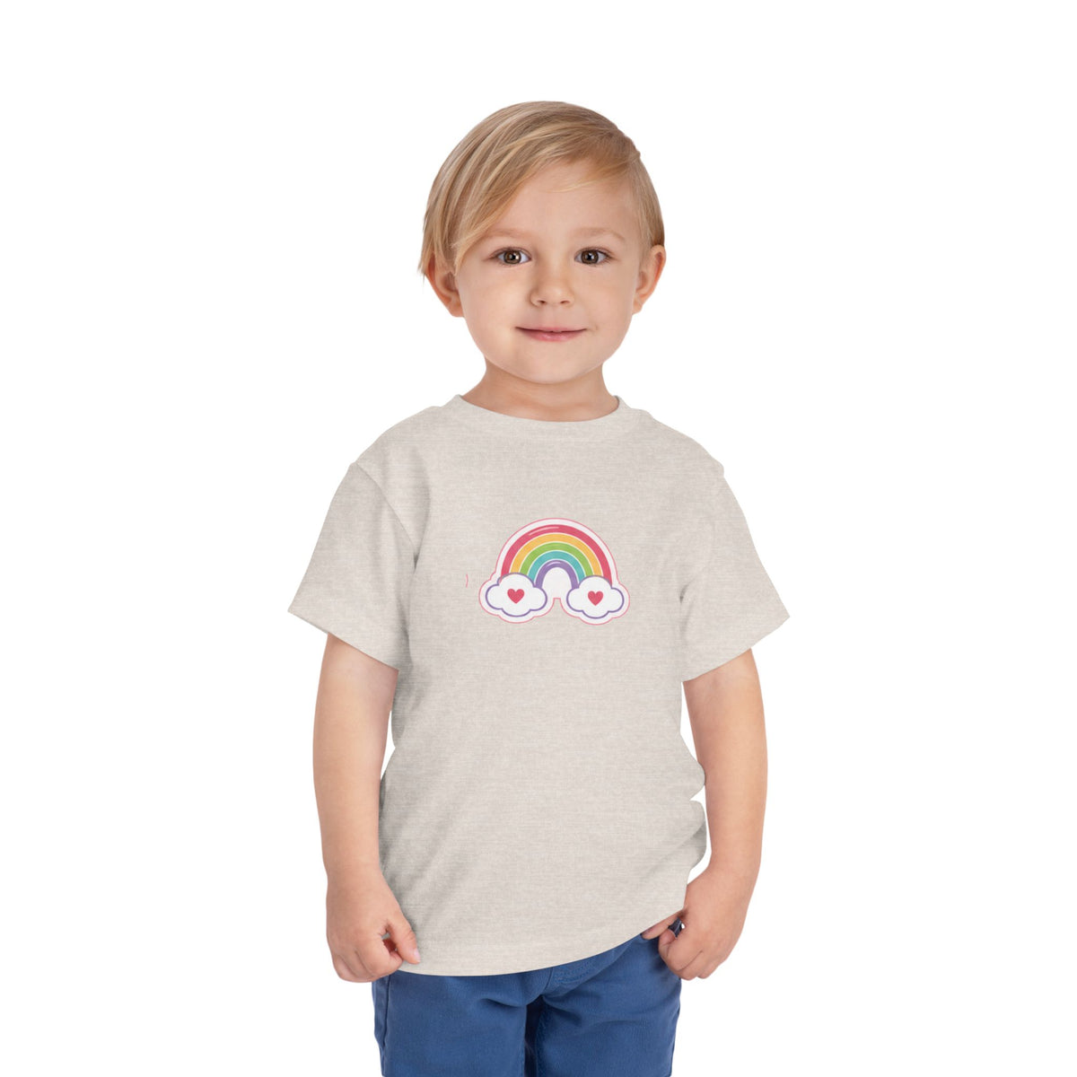 Toddler Rainbow with Heart Clouds T-Shirt
