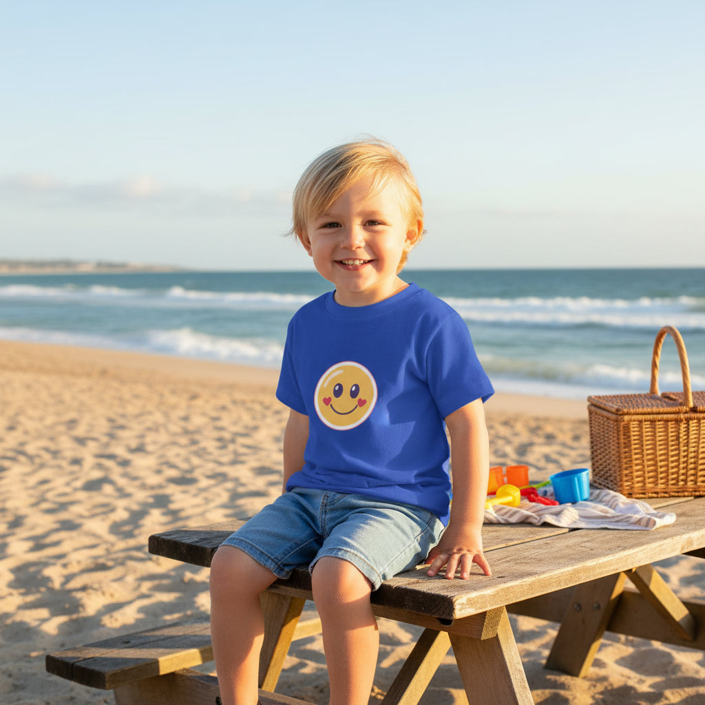 Toddler T-Shirt Smiley Face Be Happy. Be You. Backprint