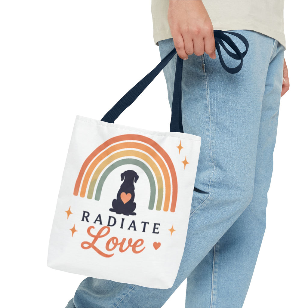Radiate Love Dog Rainbow Tote Bag