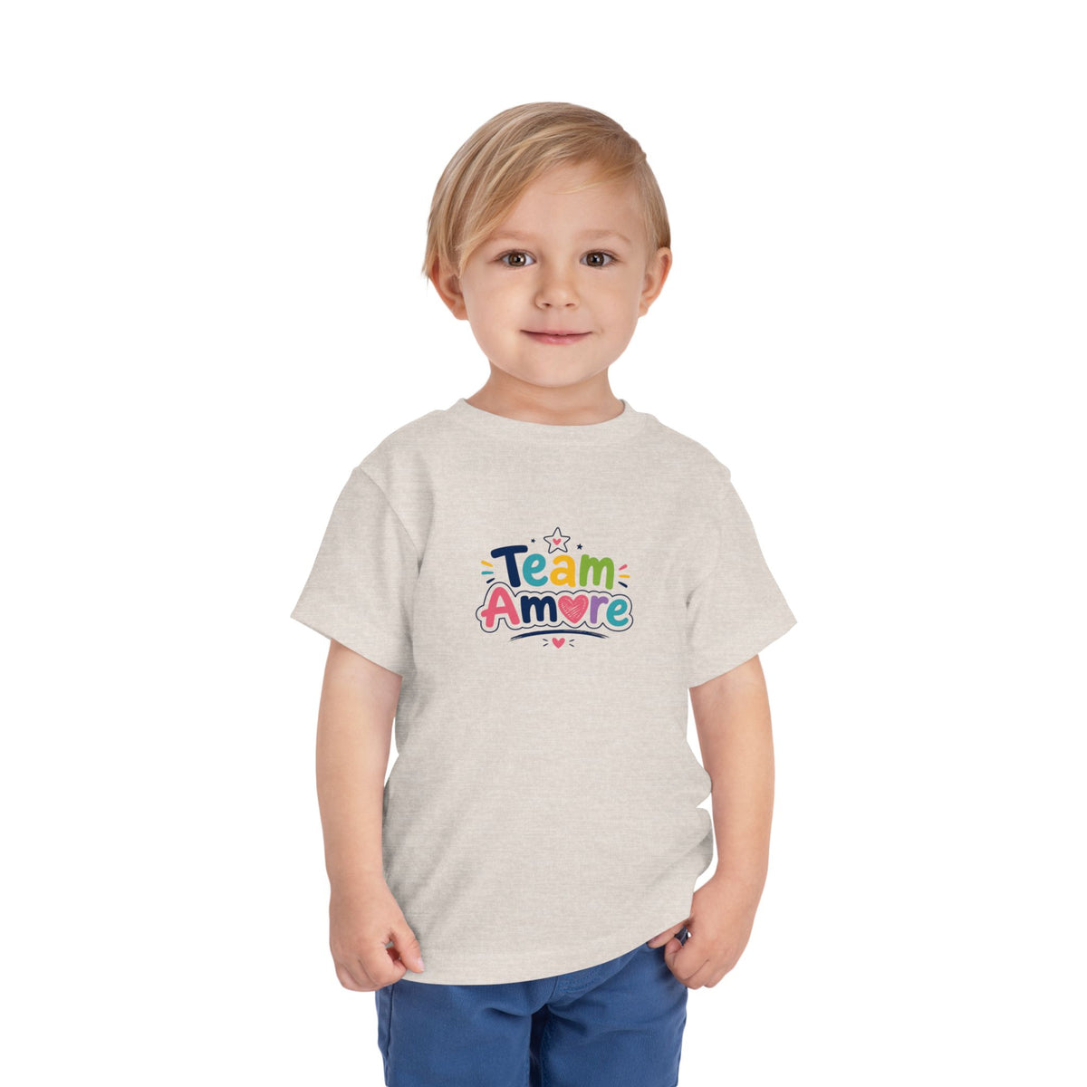 Toddler Team Amore Colorful T-Shirt with Heart Paw Back