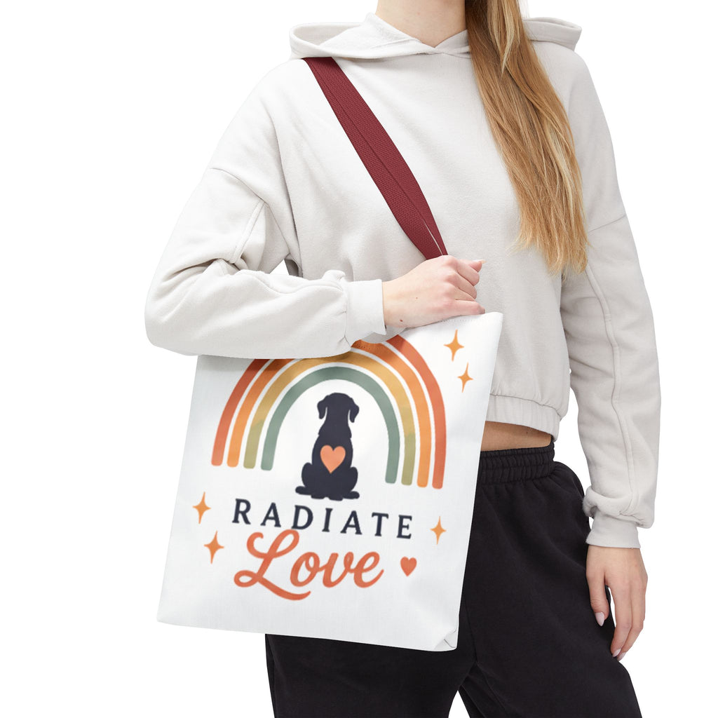 Radiate Love Dog Rainbow Tote Bag