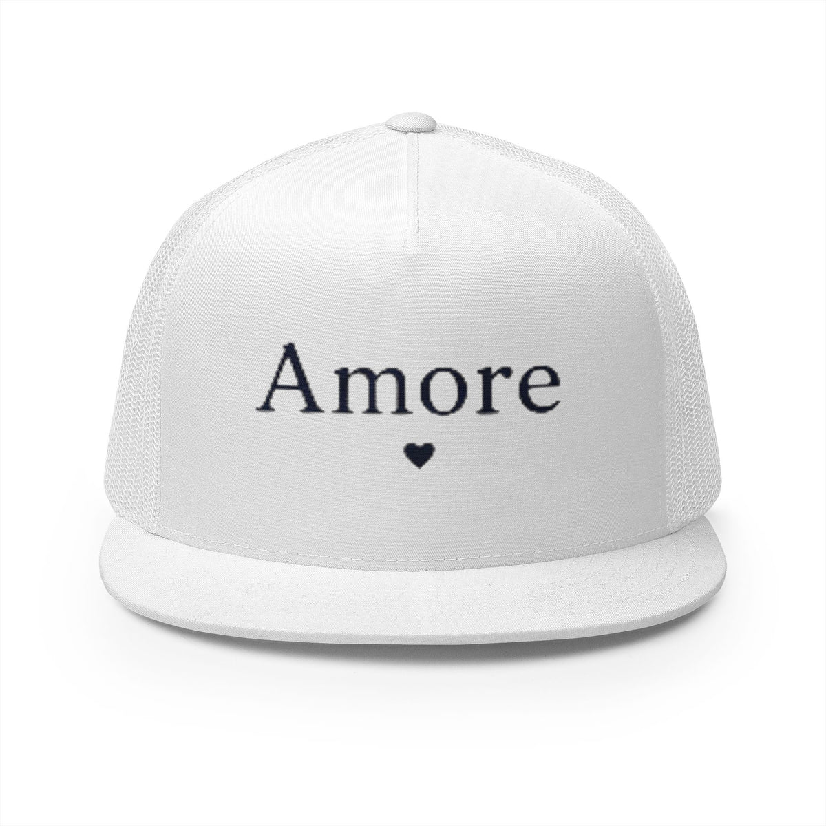 Amore Heart Trucker Hat – Vintage Script Snapback Cap