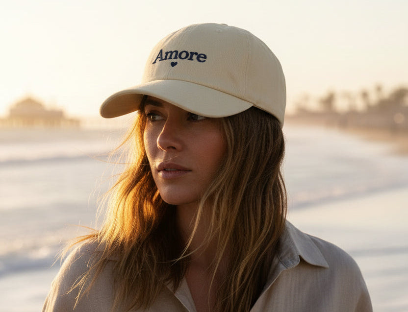 Amore Embroidered Coastal Style Baseball Hat