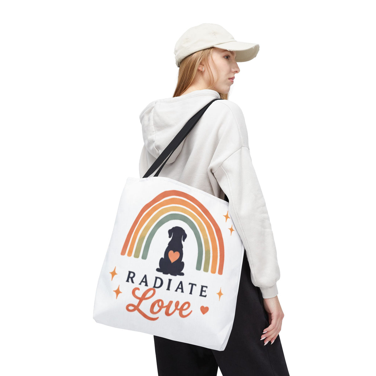 Radiate Love Dog Rainbow Tote Bag
