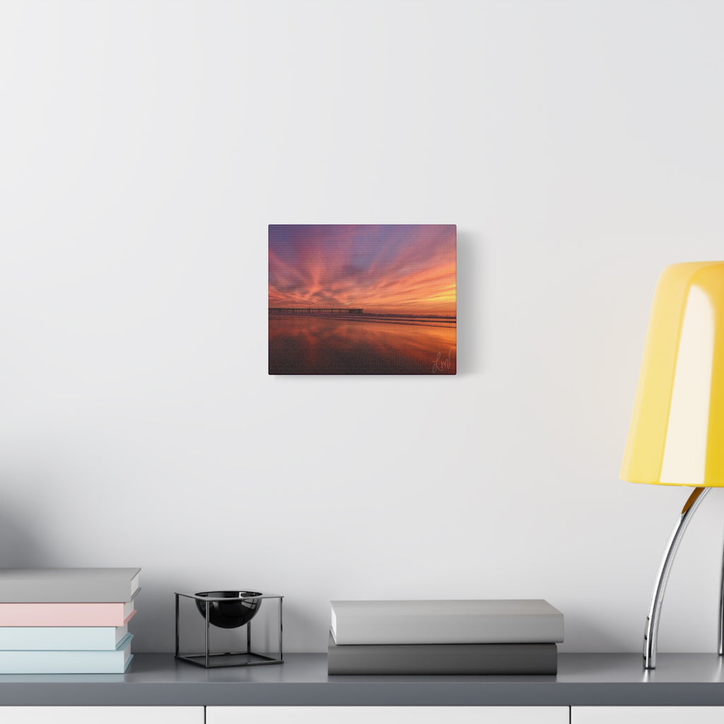 Sunset Pier Reflection Canvas Art - Matte Stretched Wall Decor