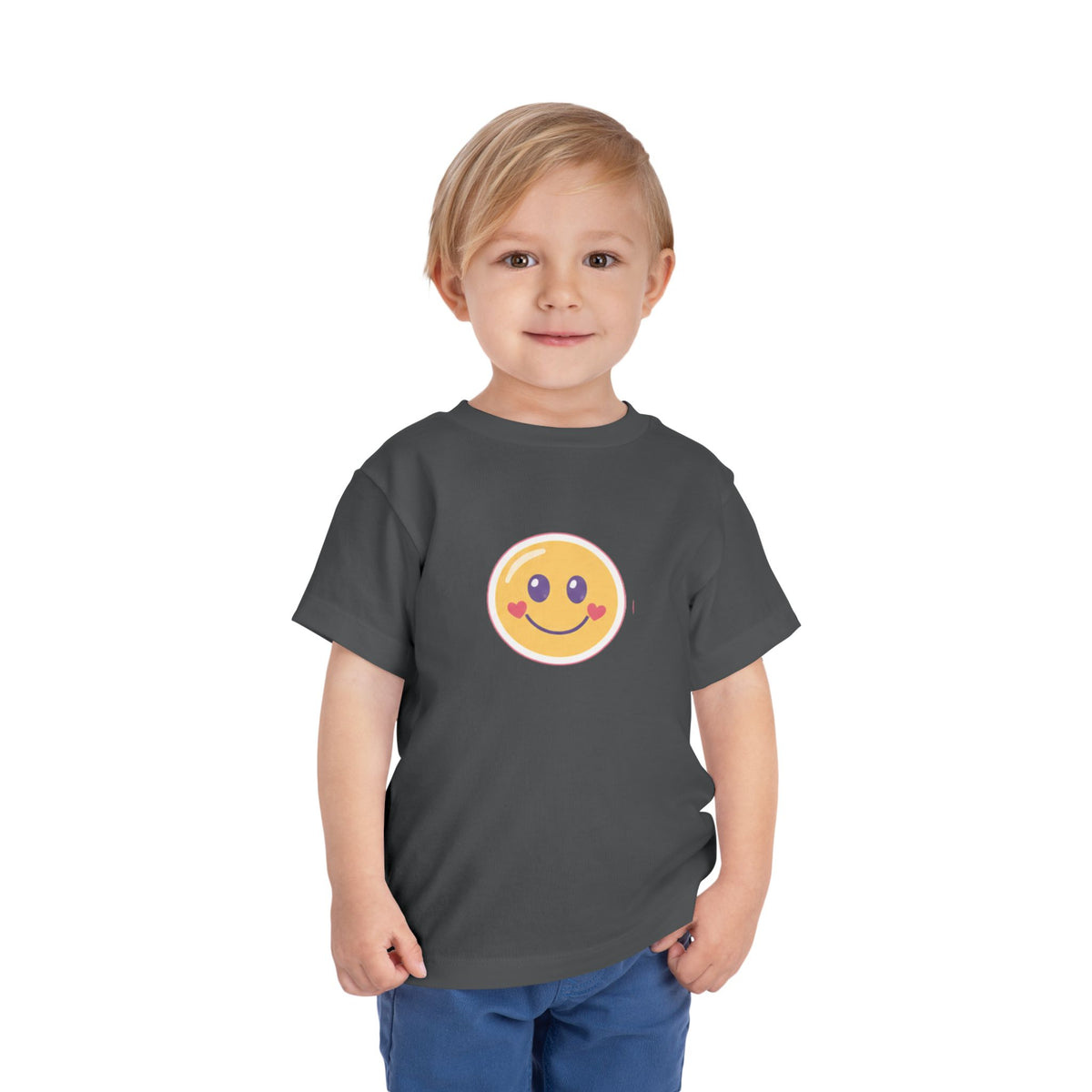Toddler T-Shirt Smiley Face Be Happy. Be You. Backprint