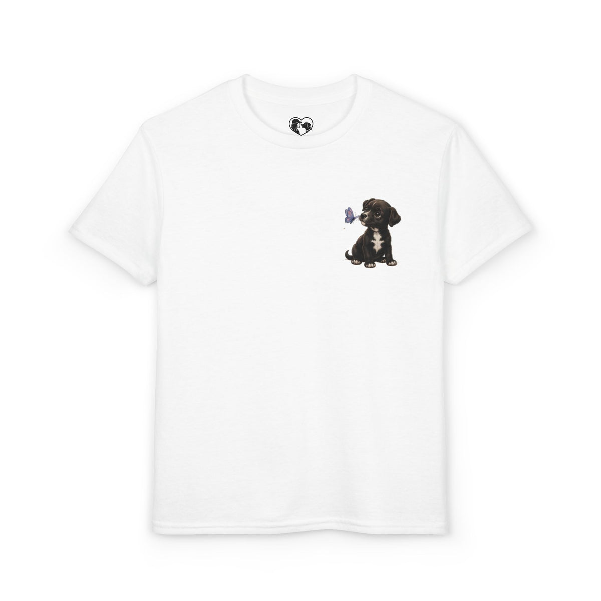 Youth T-Shirt Cute Puppy Front & “Be Happy. Be You.” Back