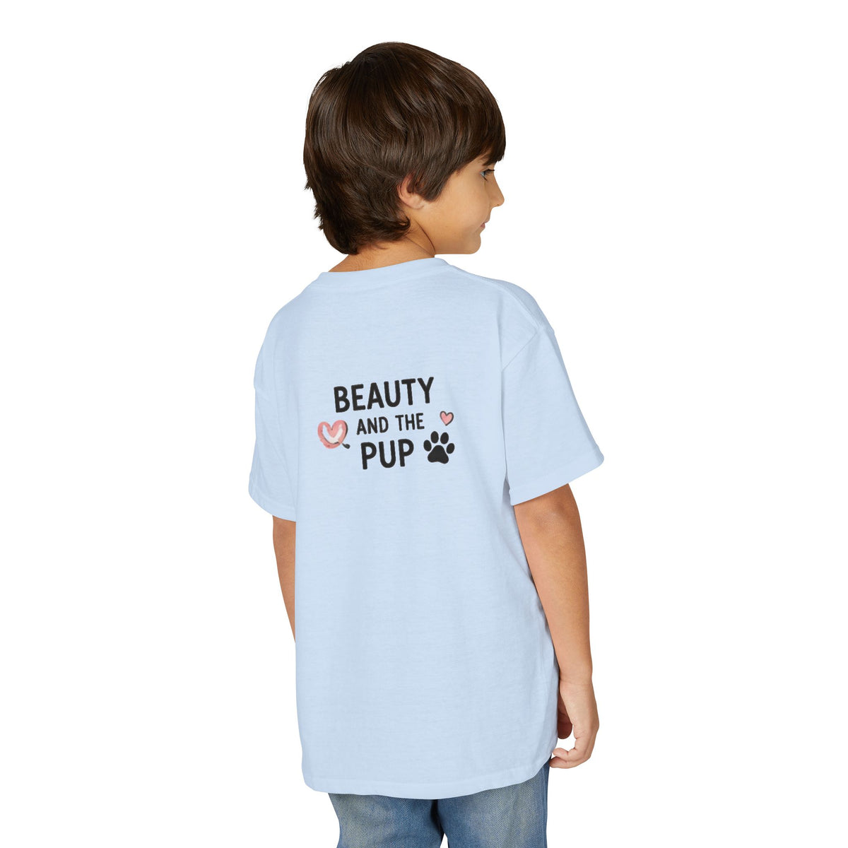 Youth T‑Shirt "Beauty and the Pup" Cute Puppy Graphic Tee
