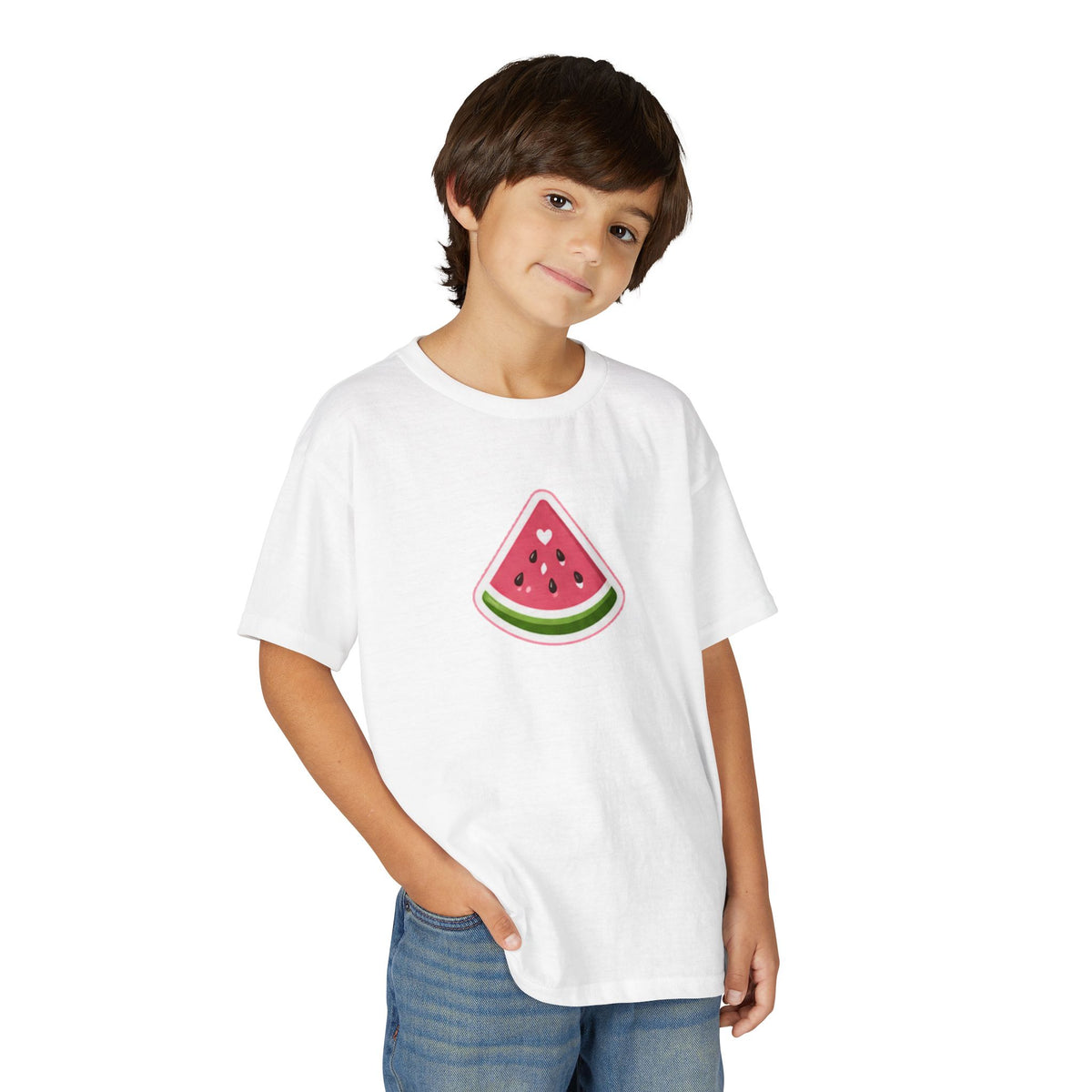 Kids Watermelon Slice T-Shirt with Amore Puppy Back Graphic