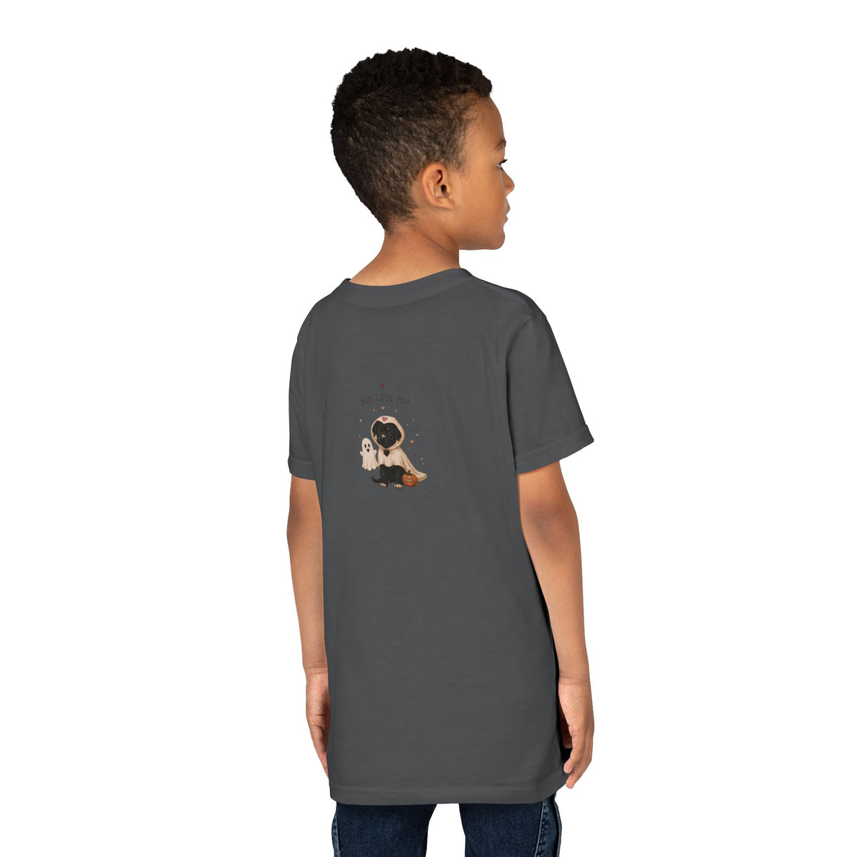 Youth Tee 'Amore' Puppy Ghost Graphic Shirt (Boo-tiful Pup Back)