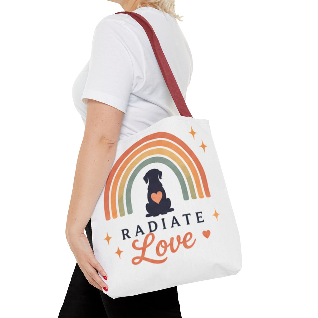 Radiate Love Dog Rainbow Tote Bag