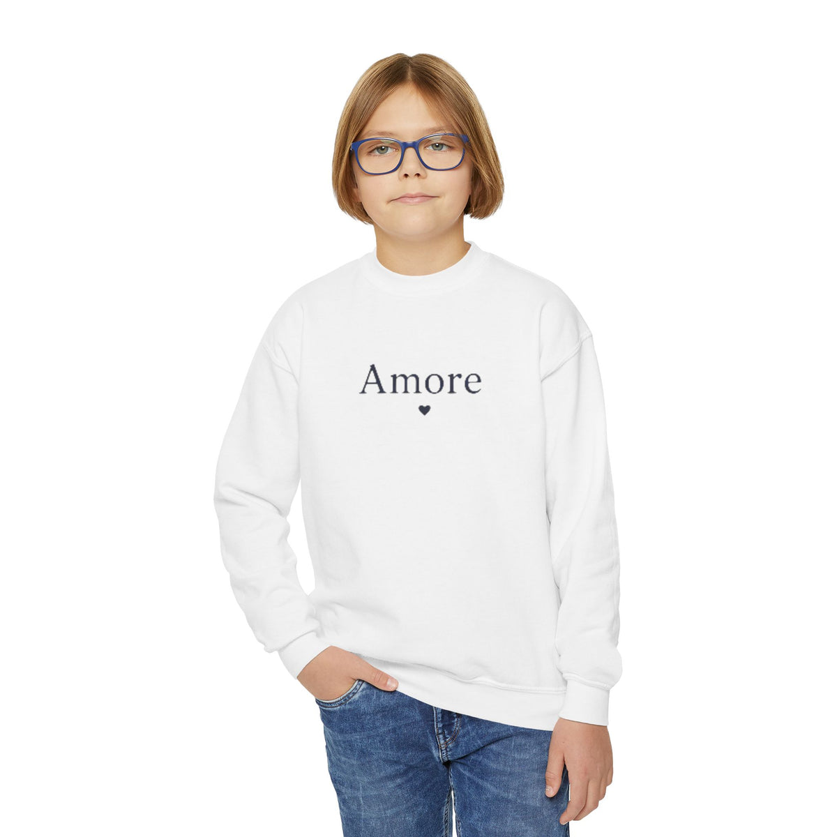 Amore Youth Crewneck Sweatshirt Heart Paw Graphic