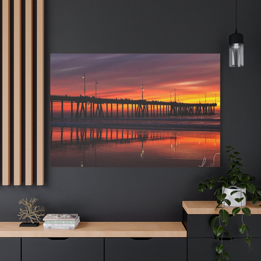 Sunset Pier Canvas Print — Matte Stretched Wall Art (1.25")