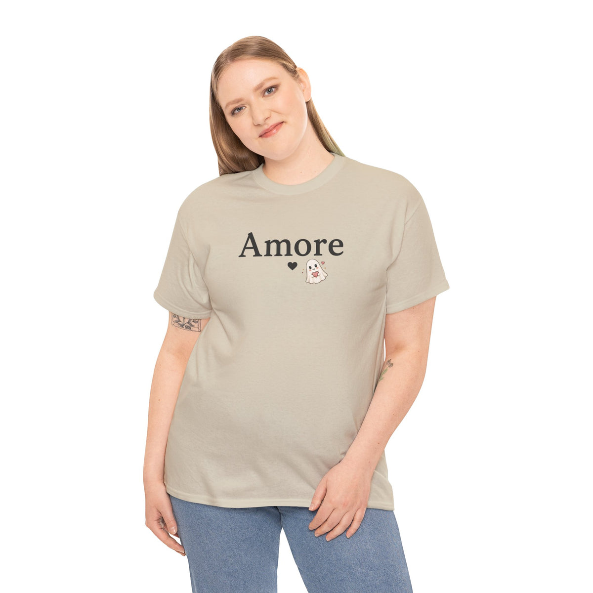 Women's Amore Halloween Icon Palm Trees & Pumpkin Spice Graphic T-Shirt
