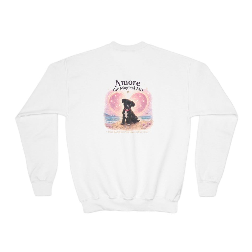 Youth  Amore the Magical Mix Crewneck Sweatshirt Puppy Heart Logo