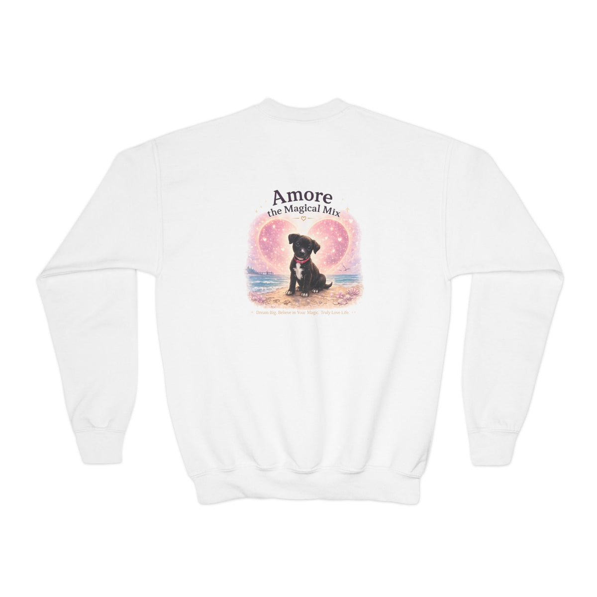Youth  Amore the Magical Mix Crewneck Sweatshirt Puppy Heart Logo
