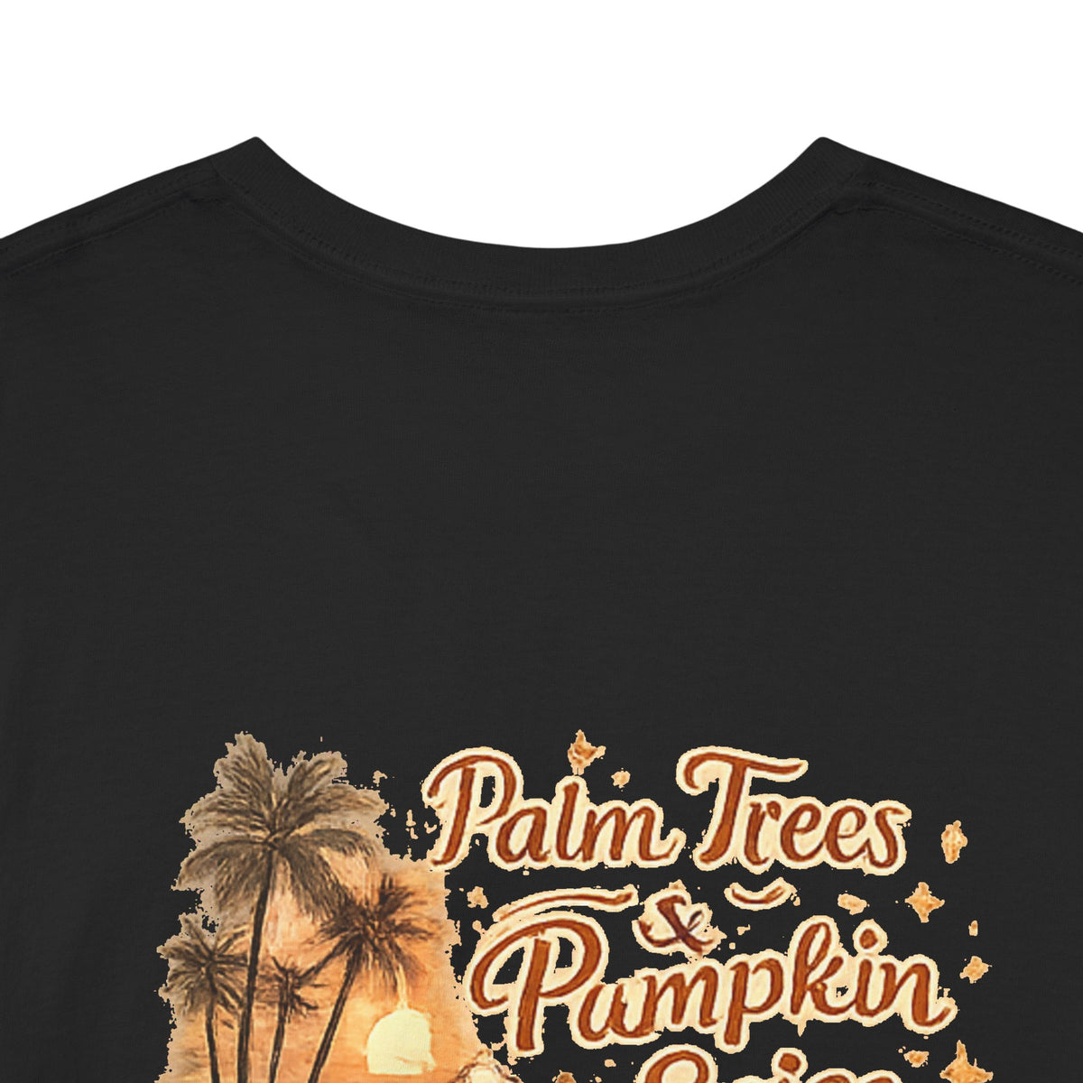 Women's Amore Halloween Icon Palm Trees & Pumpkin Spice Graphic T-Shirt