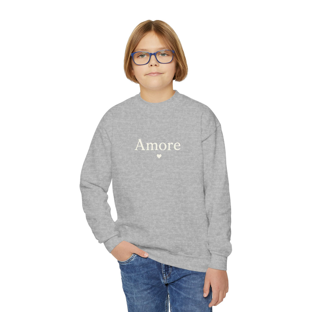 Amore Youth Crewneck Sweatshirt Heart Paw Graphic