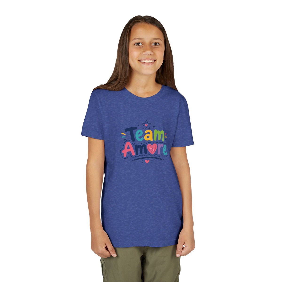 Youth Colorful "Team Amore" with Heart & Puppy Graphic T-Shirt