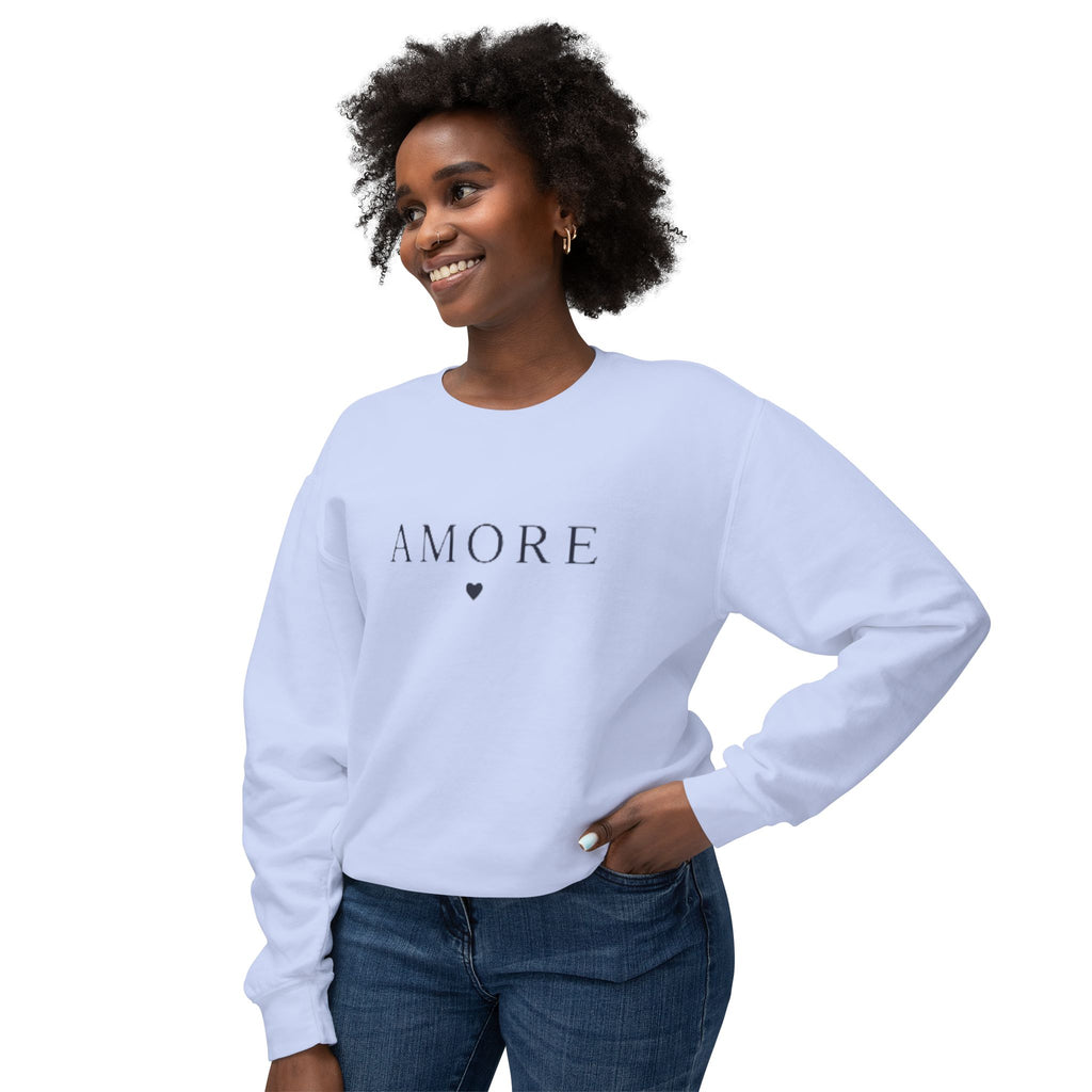 Amore Heart Lightweight Crewneck Sweatshirt Pullover