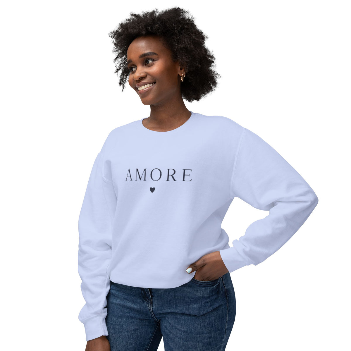 Amore Heart Lightweight Crewneck Sweatshirt Pullover