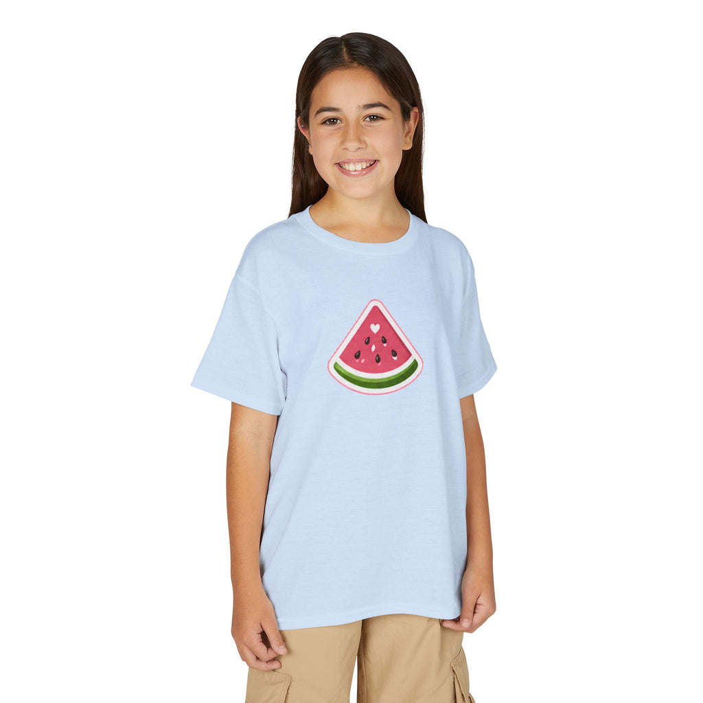 Kids Watermelon Slice T-Shirt with Amore Puppy Back Graphic
