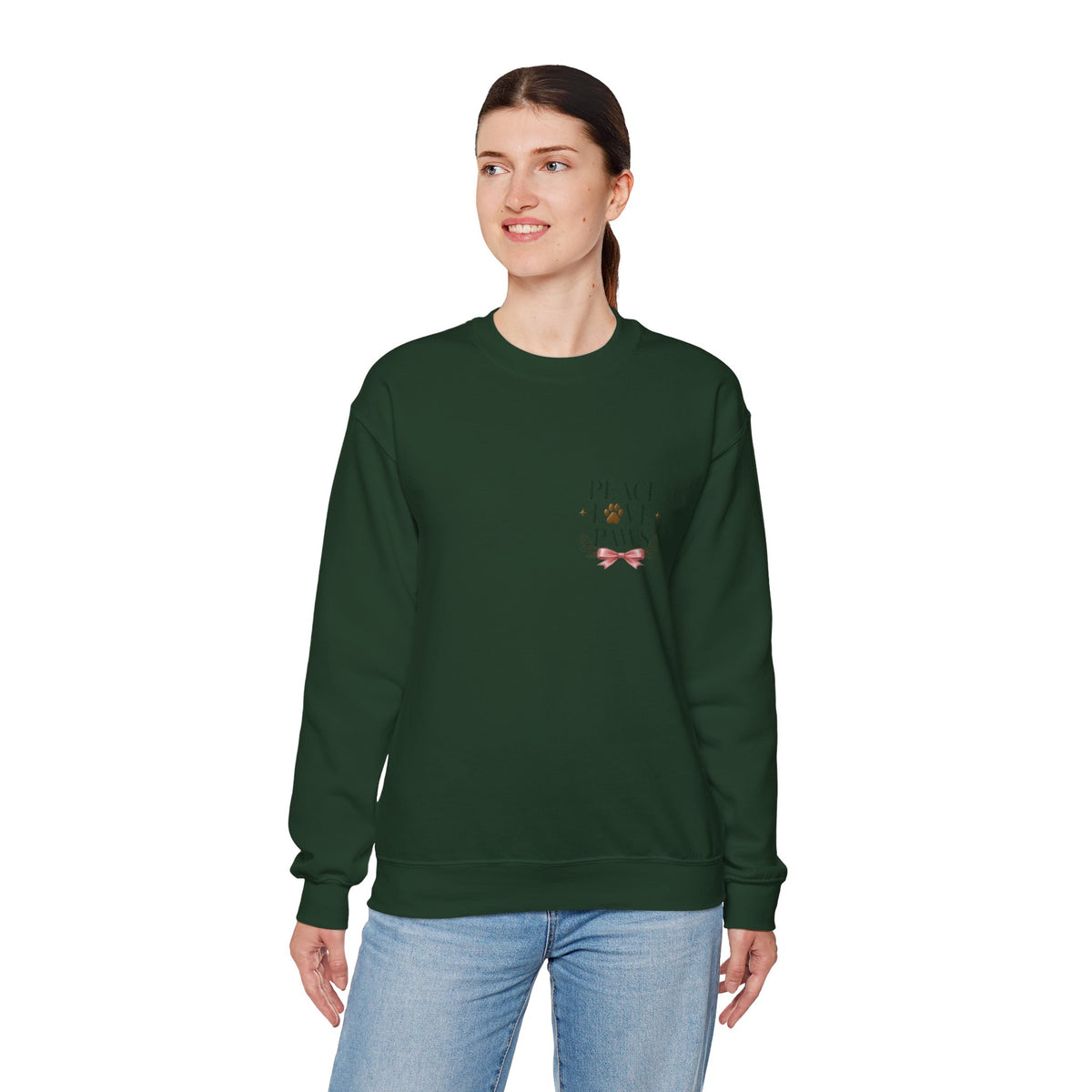 Peace Love Paws Merry Woofmas Christmas Dog Lover Crewneck Sweatshirt