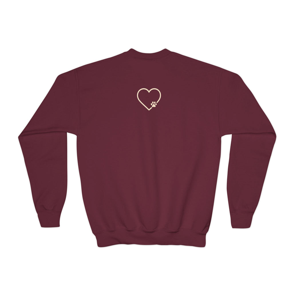 Amore Youth Crewneck Sweatshirt Heart Paw Graphic