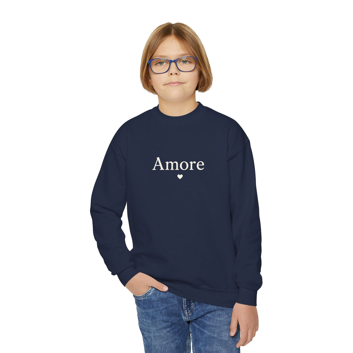 Amore Youth Crewneck Sweatshirt Heart Paw Graphic