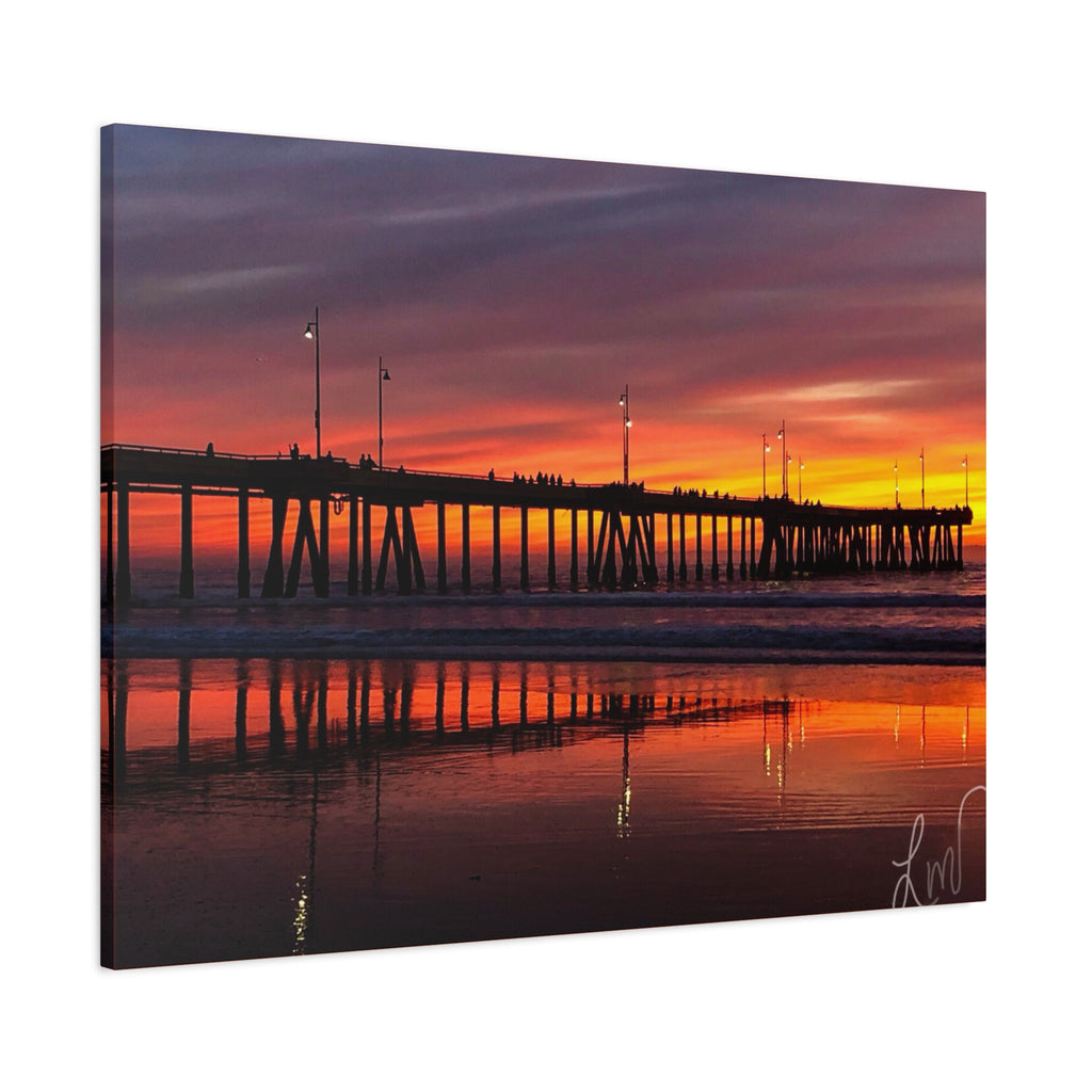 Sunset Pier Canvas Print — Matte Stretched Wall Art (1.25")