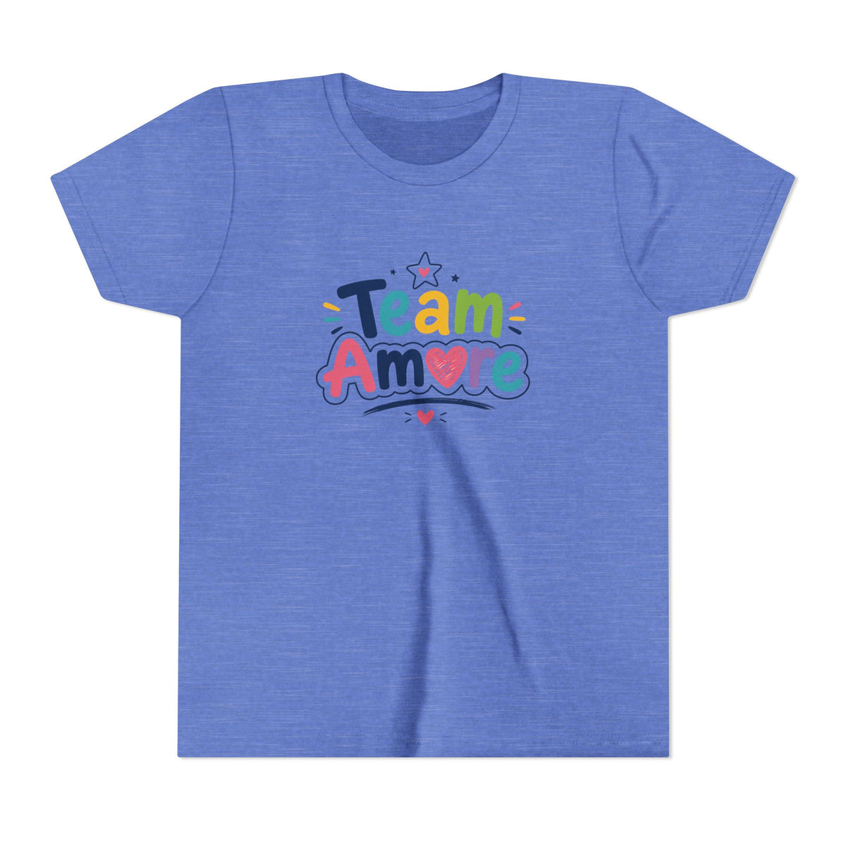 Youth Colorful "Team Amore" with Heart & Puppy Graphic T-Shirt