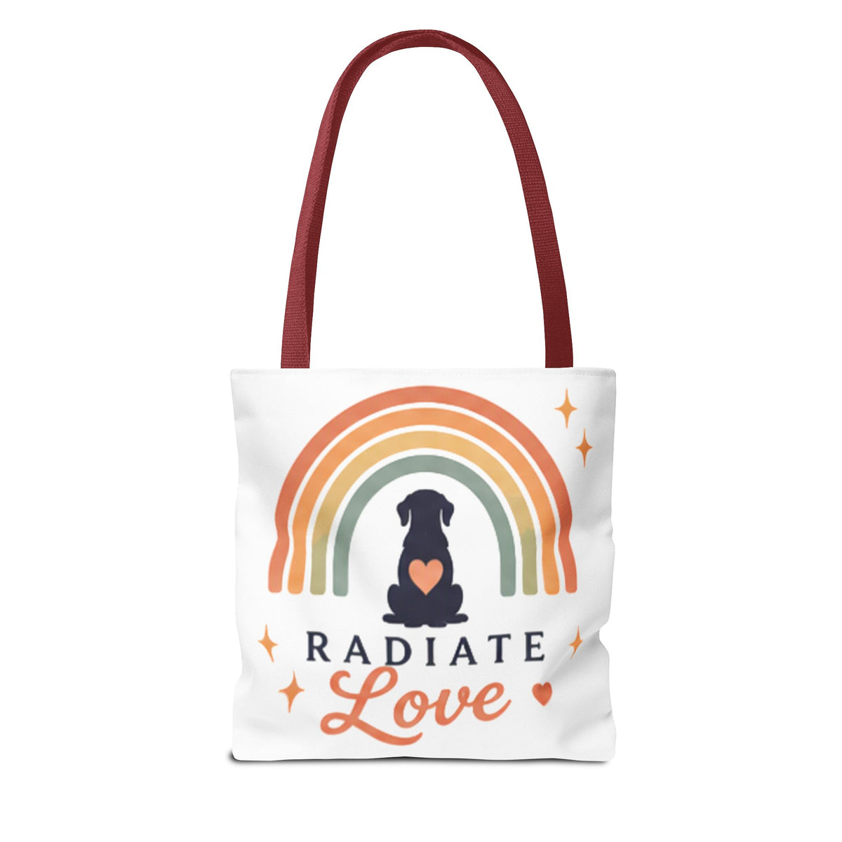 Radiate Love Dog Rainbow Tote Bag