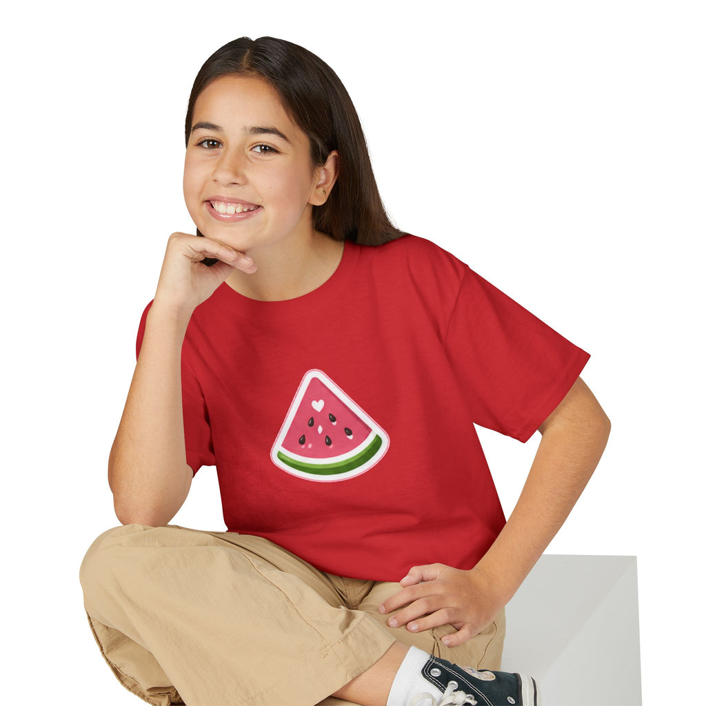 Kids Watermelon Slice T-Shirt with Amore Puppy Back Graphic