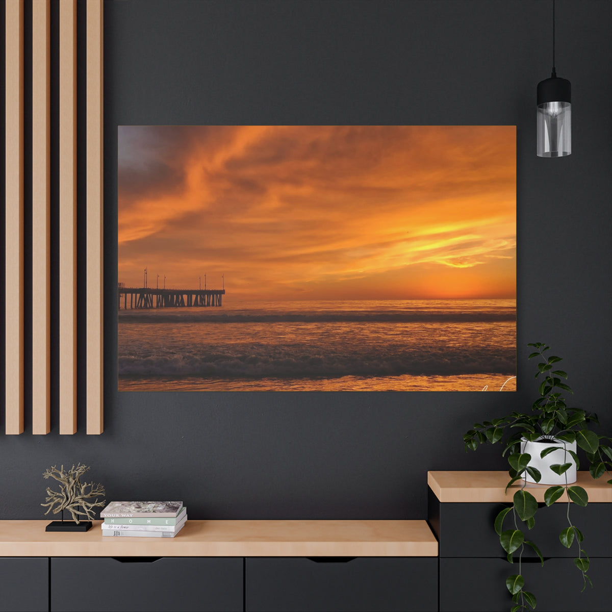 Golden Sunset Venice Beach Canvas Print Wall Art