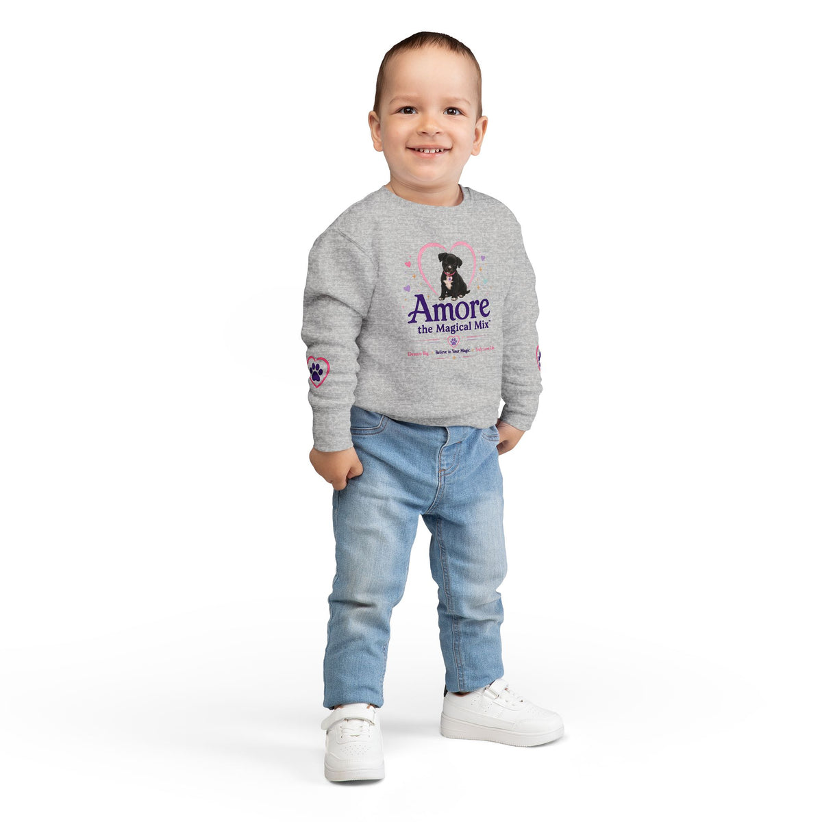 Toddler Amore the Magical Mix Sweatshirt Heart Puppy & paw print