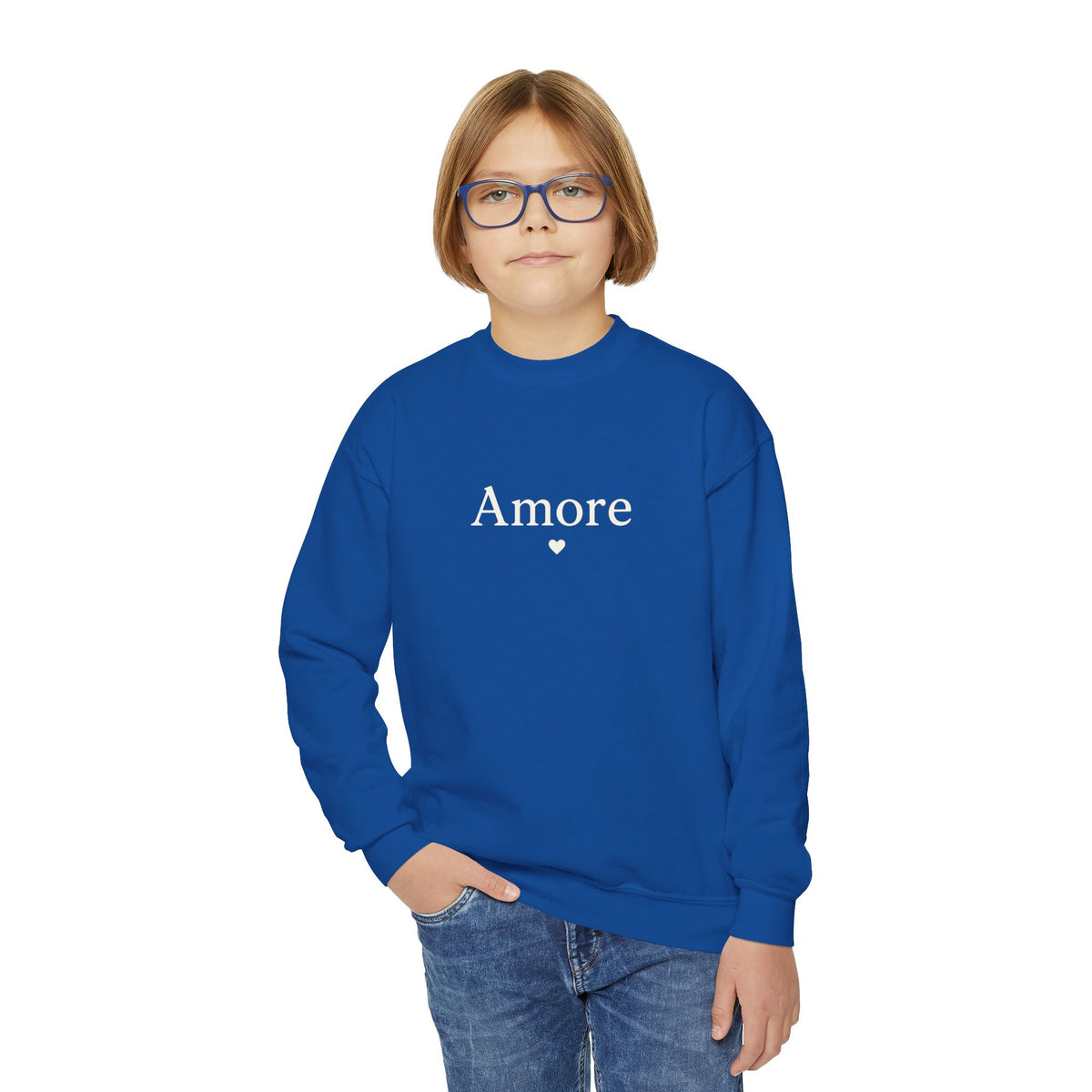 Amore Youth Crewneck Sweatshirt Heart Paw Graphic