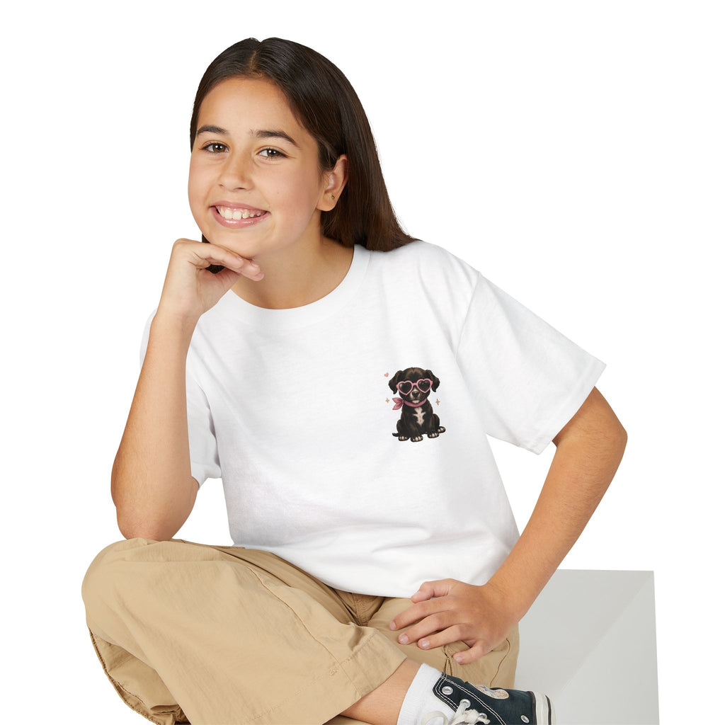 Youth T‑Shirt "Beauty and the Pup" Cute Puppy Graphic Tee