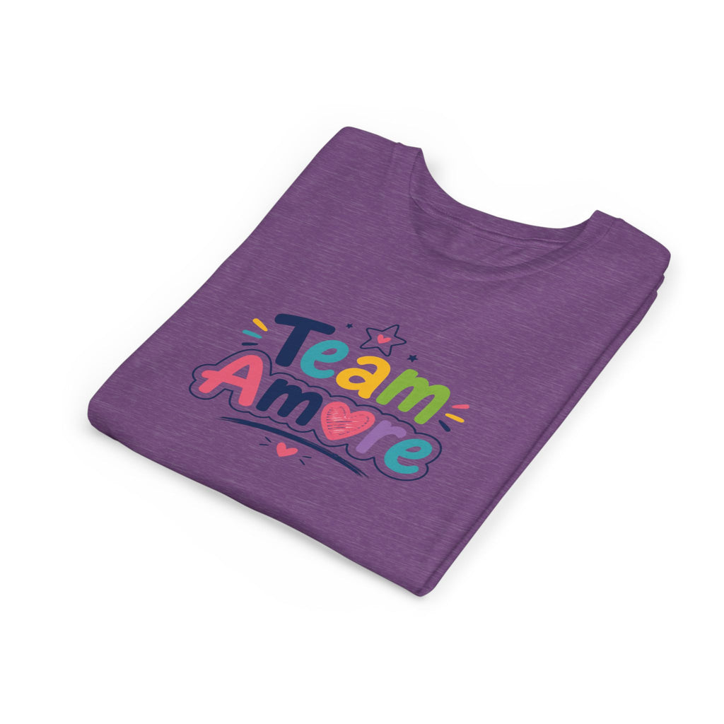 Youth Colorful "Team Amore" with Heart & Puppy Graphic T-Shirt