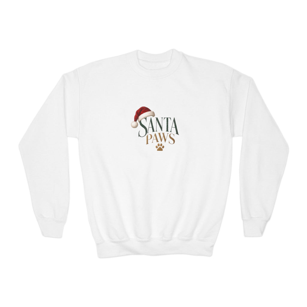 Youth Santa Paws Crewneck Sweatshirt - Dog Lover Design