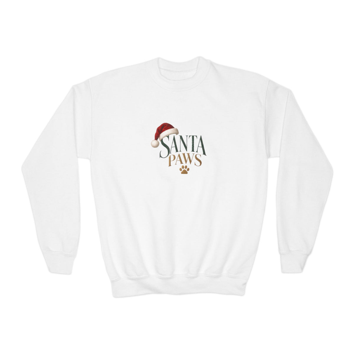 Youth Santa Paws Crewneck Sweatshirt - Dog Lover Design