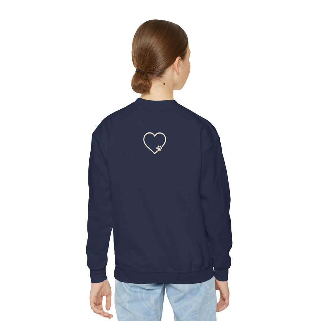 Amore Youth Crewneck Sweatshirt Heart Paw Graphic