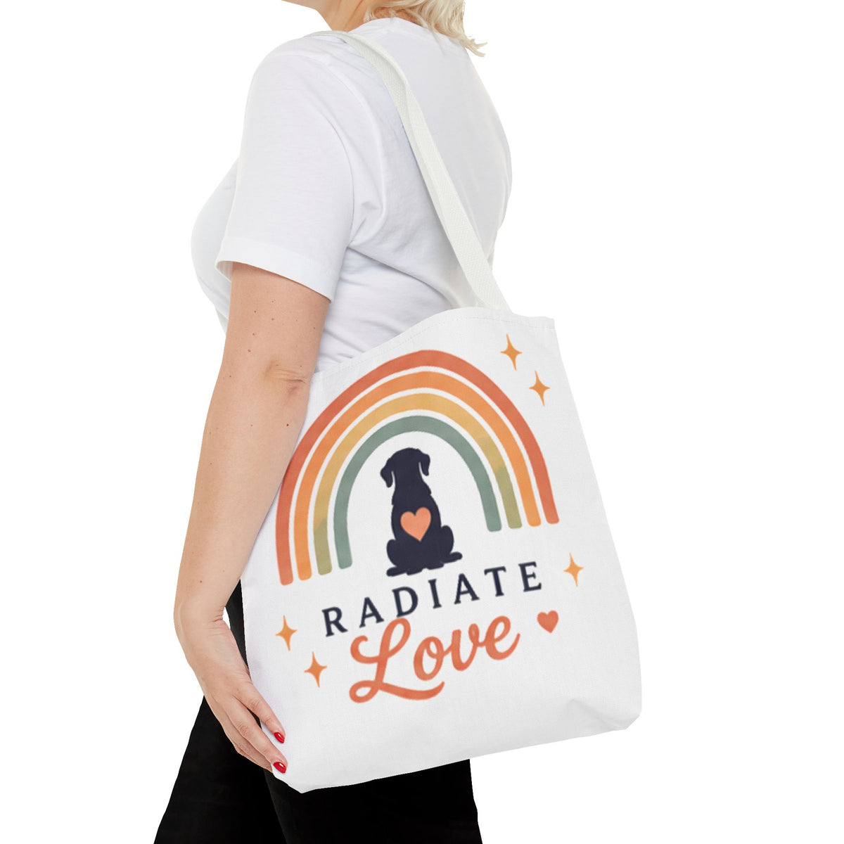 Radiate Love Dog Rainbow Tote Bag