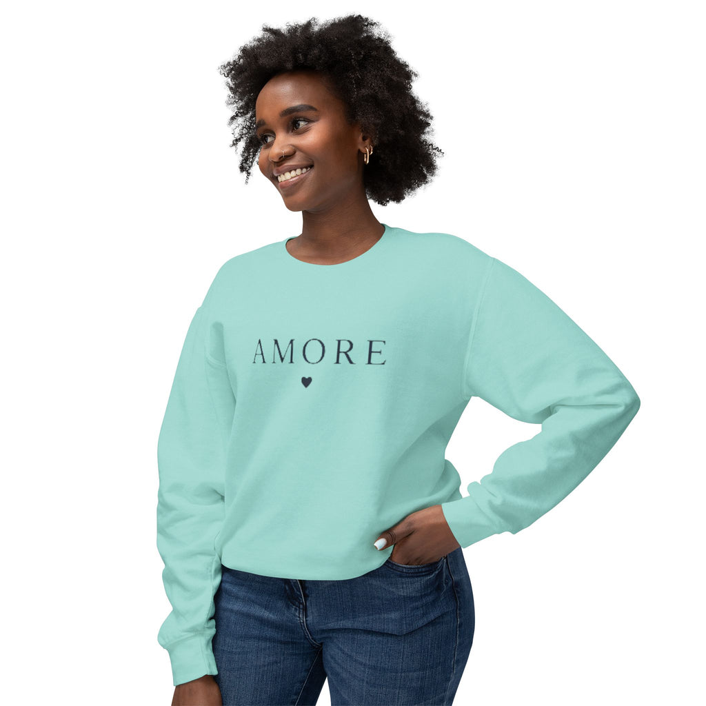 Amore Heart Lightweight Crewneck Sweatshirt Pullover